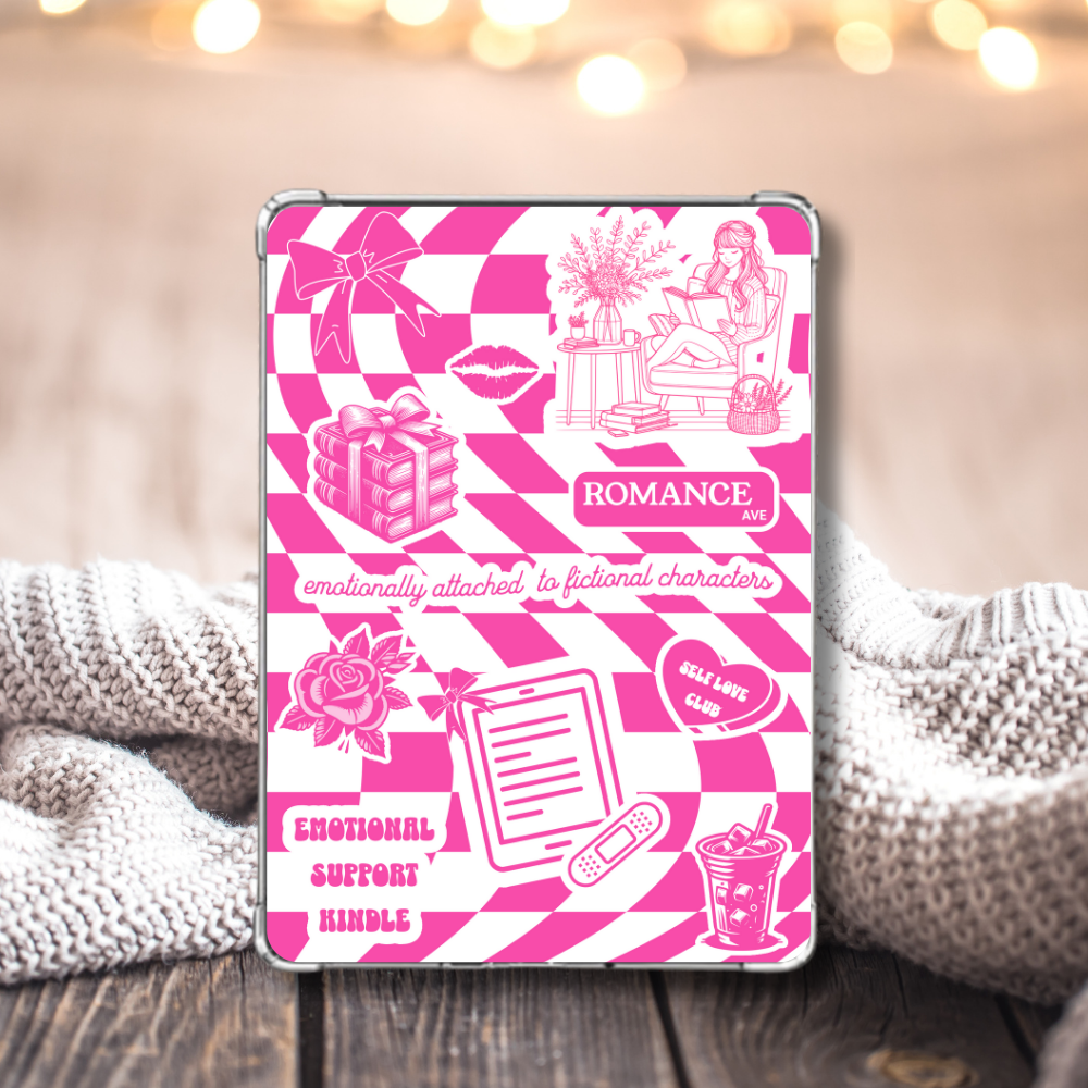 Pink_checkerboard_kindle_insert with lights in background