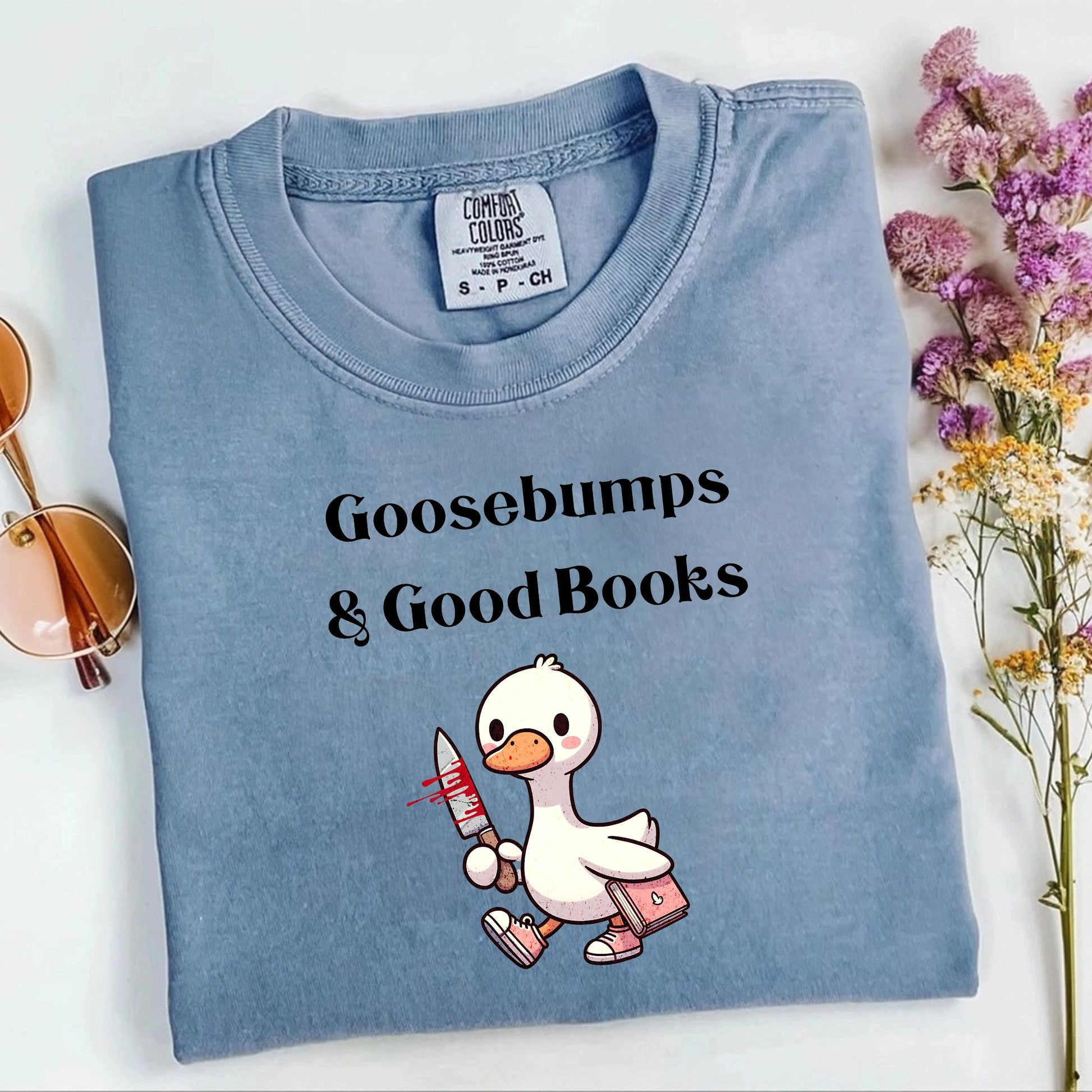 Silly Goose Horror Thriller Blue Jean Comfort Colors | Starlit Prose Bookish Shirt