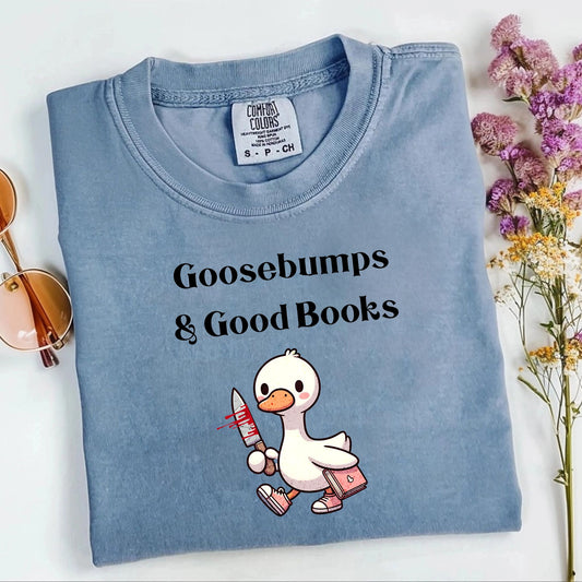Silly Goose Horror Thriller Blue Jean Comfort Colors | Starlit Prose Bookish Shirt