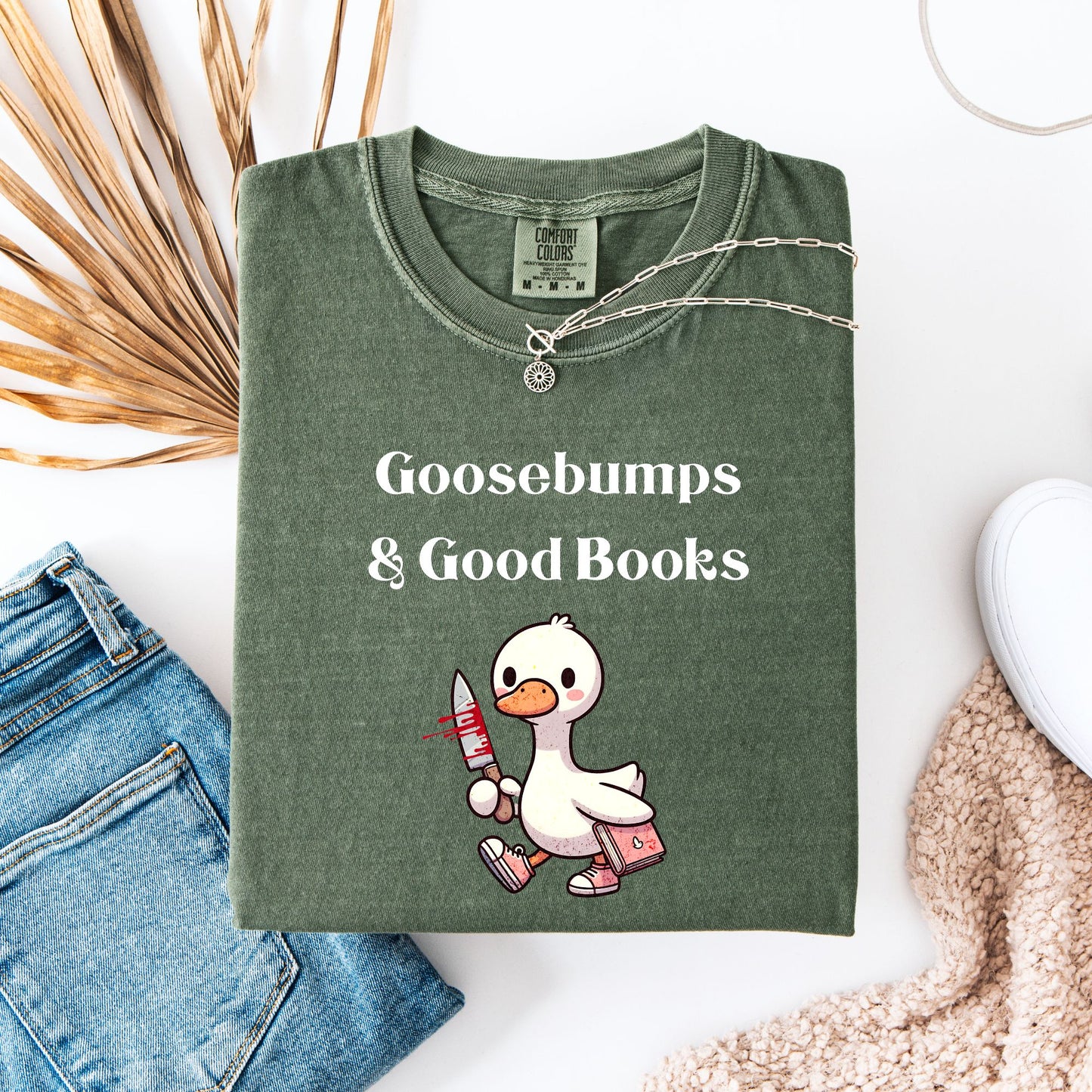 Silly Goose Horror Thriller Moss Comfort Colors | Starlit Prose Bookish Shirt