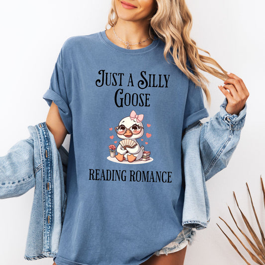 Silly Goose reading Romance Comfort Colors Blue Jean | Starlit Prose Bookish Merch Australia