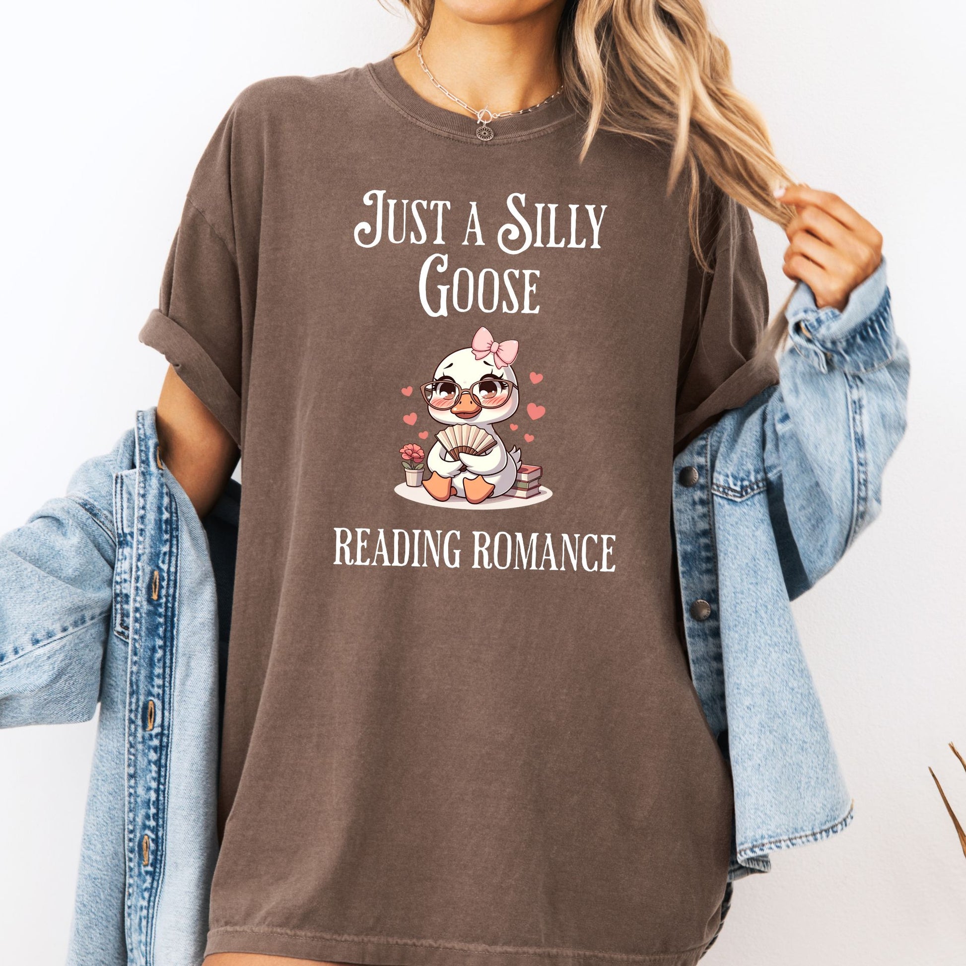Silly Goose reading Romance Comfort Colors Espresso | Starlit Prose Bookish Merch Australia