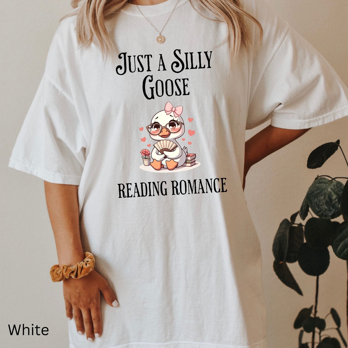 Silly Goose reading Romance Comfort Colors White | Starlit Prose Bookish Merch Australia