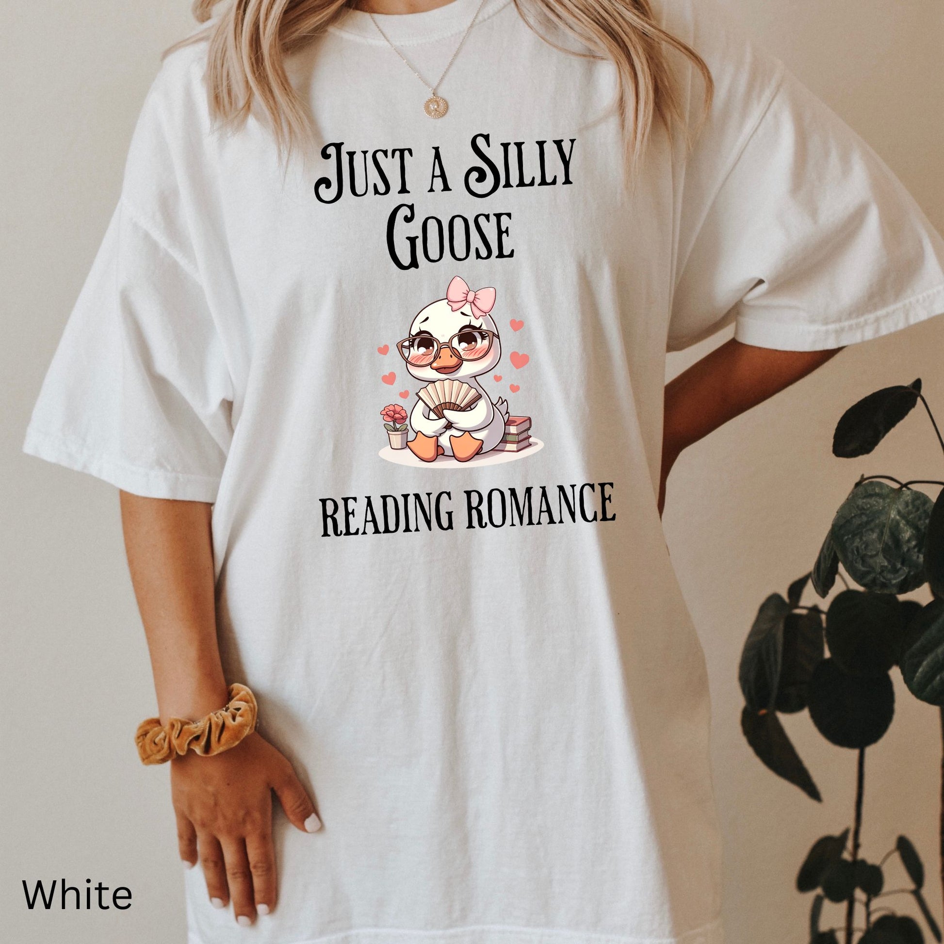 Silly Goose reading Romance Comfort Colors White | Starlit Prose Bookish Merch Australia