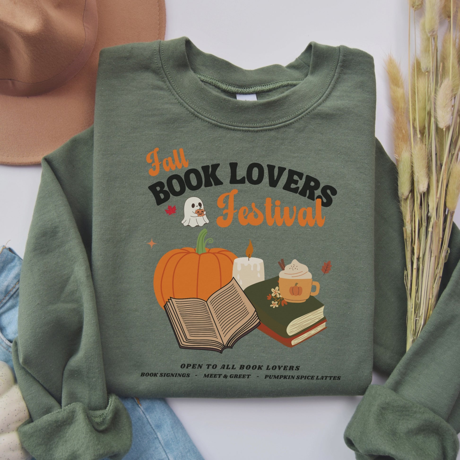 Video showcasing the different colour options for our Fall Book Lovers Festival Sweatshirt. Starlit Prose Bookish Merch Australia