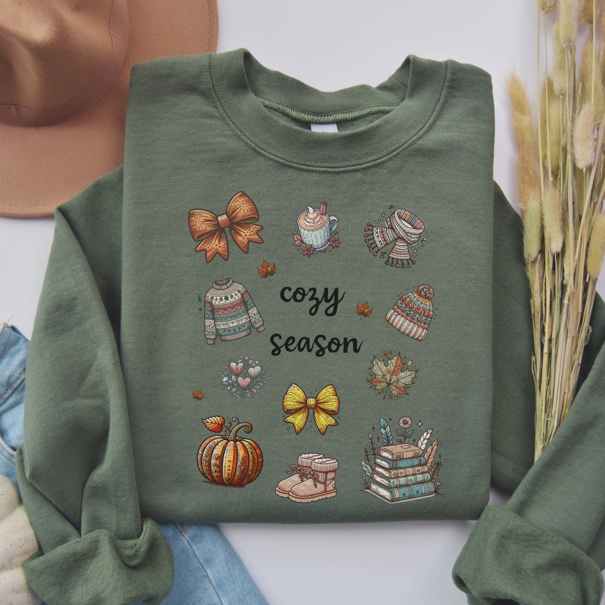 A video showcasing all of the colour options for the Cozy Fall bookish sweatshirt by Starlit Prose.