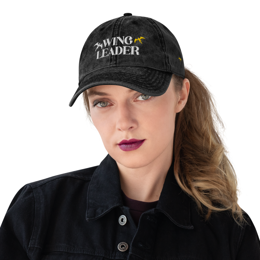 Woman wearing a Wing Leader Black Dad Hat | Dragon Rider Bookish Merch | Ink and Stories