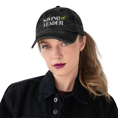 Woman wearing a Wing Leader Black Dad Hat | Dragon Rider Bookish Merch | Ink and Stories