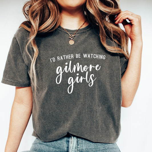I'd rather be watching Gilmore Girls Pepper Black Comfort Colors T-Shirt