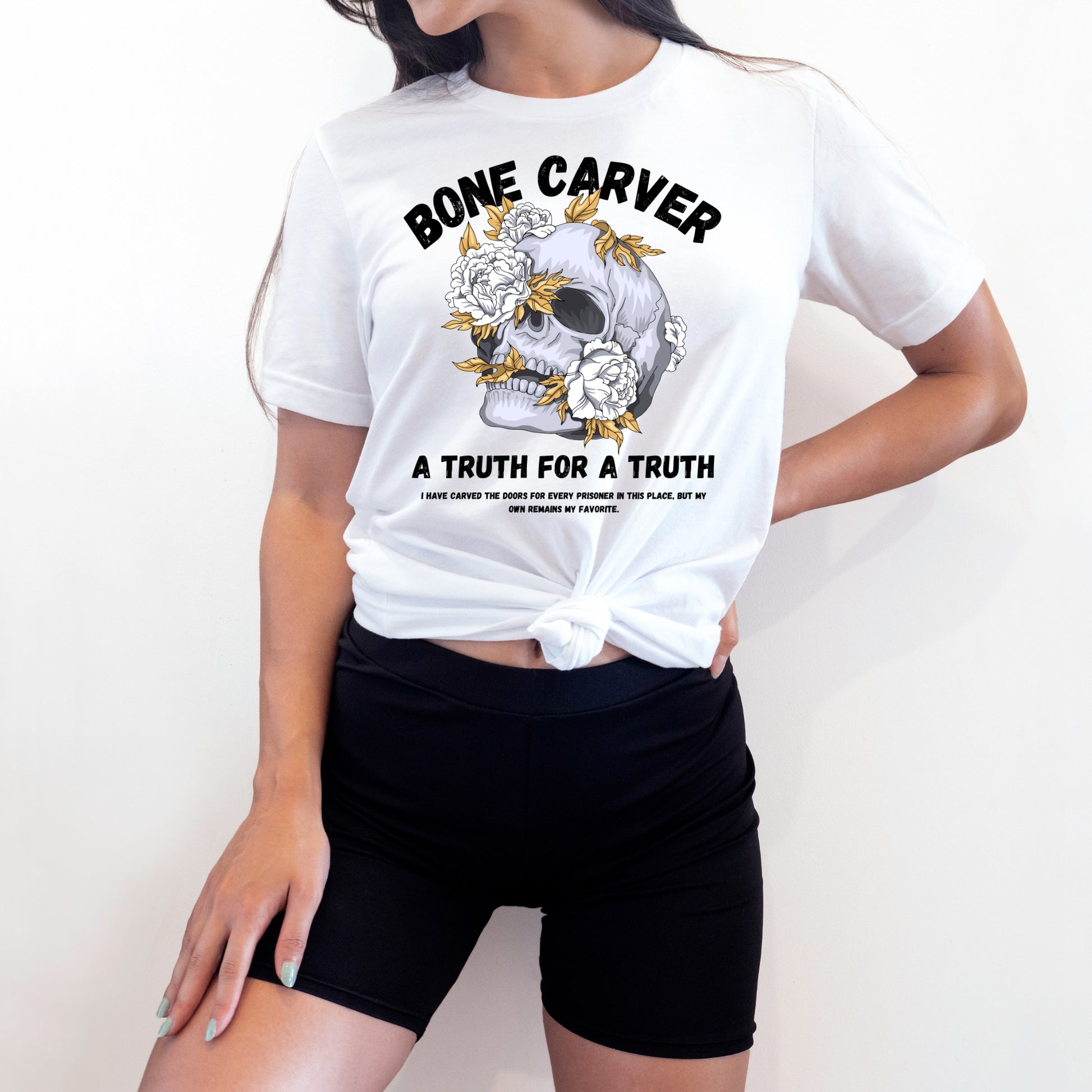 The Bone Carver White T-Shirt Model