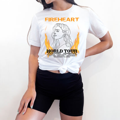 Fireheart World Tour White T-Shirt Model