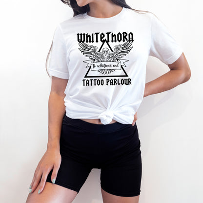 Whitethorn Tattoo Parlour White T-Shirt Model  Ink & Stories
