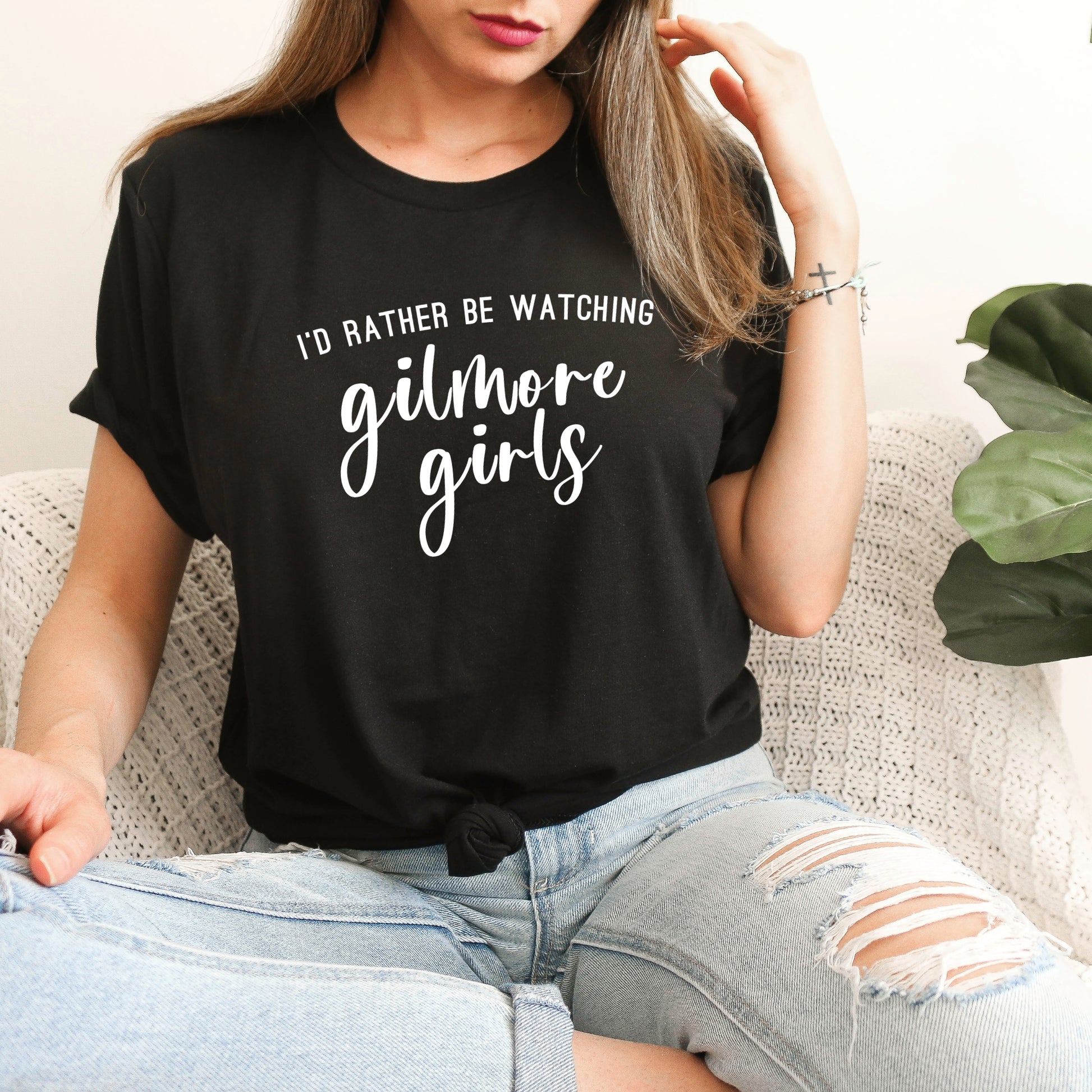 I'd rather be watching Gilmore Girls Black T-Shirt