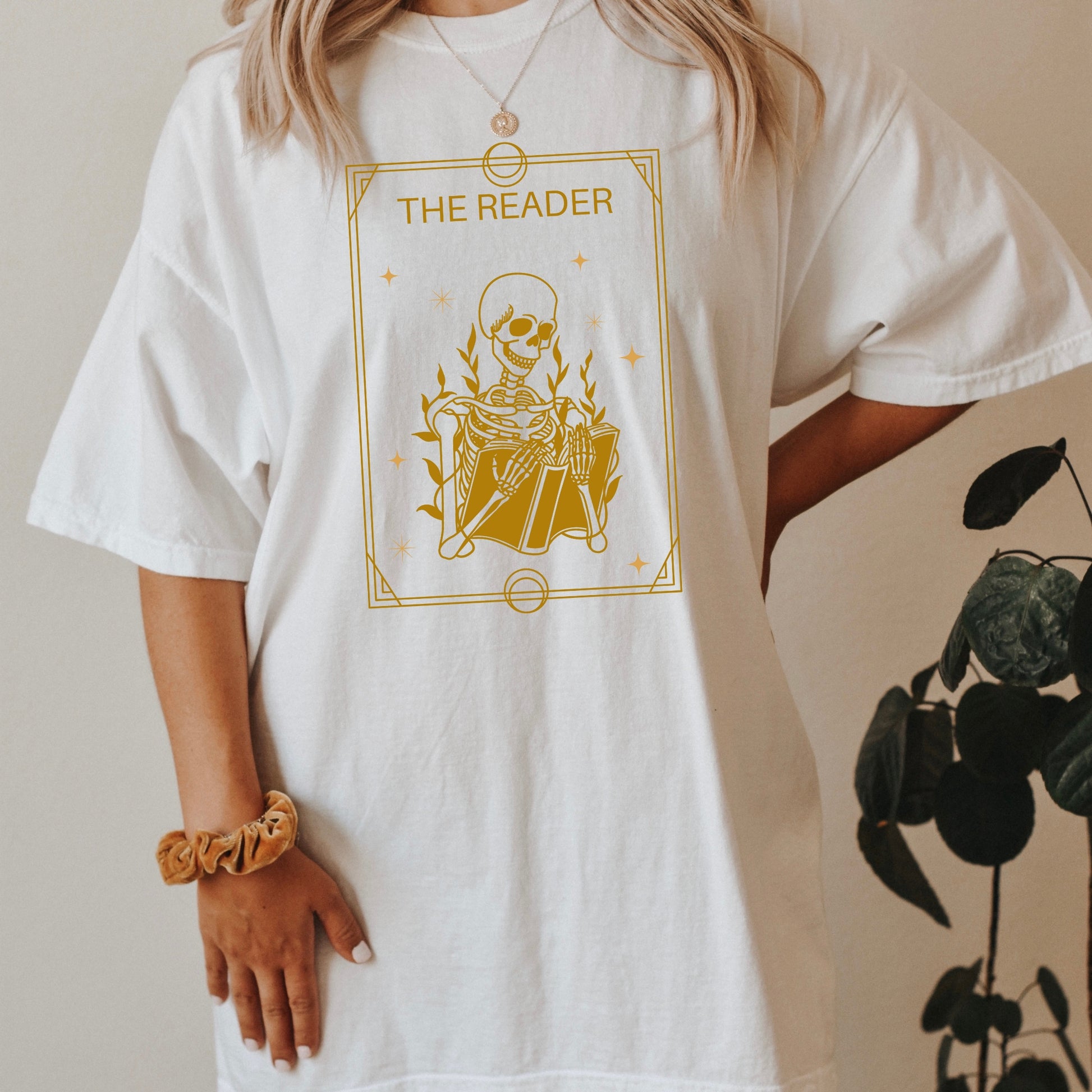 The Reader Tarot Card White Comfort Colors Shirt Ink & Stories