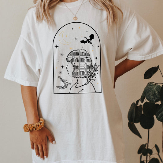 Bookish Fantasy Girl White Comfort Colors T-Shirt