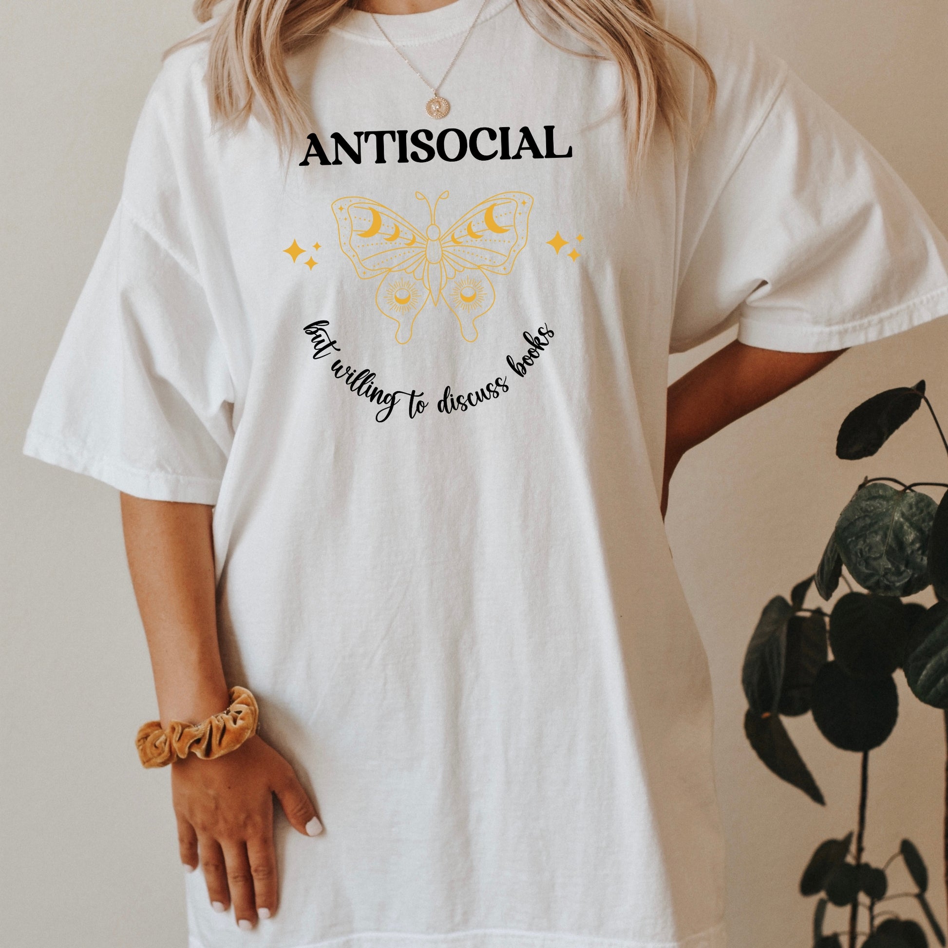 Antisocial Book Club Bookish Introvert Gift White Comfort Colors T-Shirt