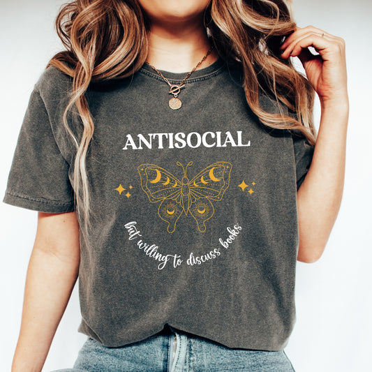 Antisocial Book Club Bookish Introvert Gift Black Pepper Comfort Colors T-Shirt