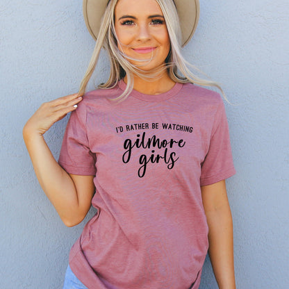 I'd rather be watching Gilmore Girls Heather Mauve T-Shirt