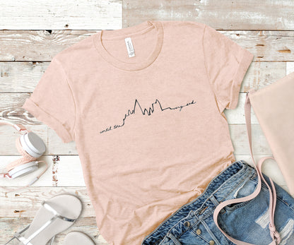 HP Until the very end castle line art on a Heather Peach Shirt