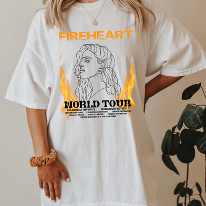 Fireheart World Tour White Comfort Colors T-Shirt Ink & Stories