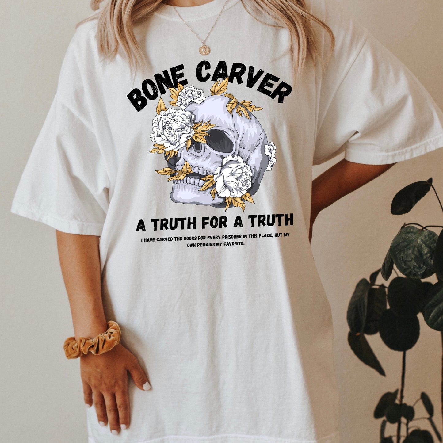The Bone Carver White Comfort Colors T-Shirt