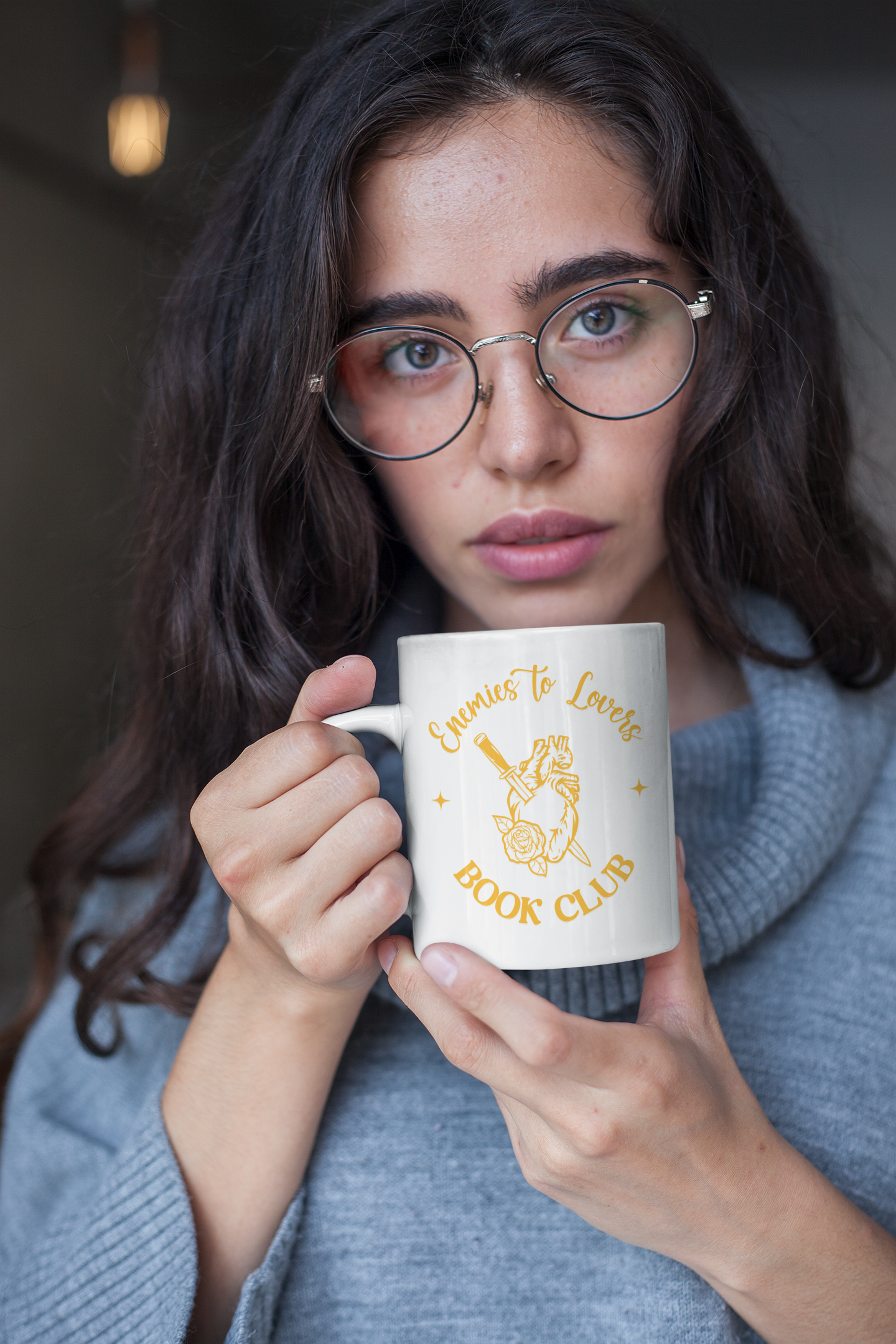 Enemies to Lovers Book Club Mug mockup of woman holding mug| Booklover Gift