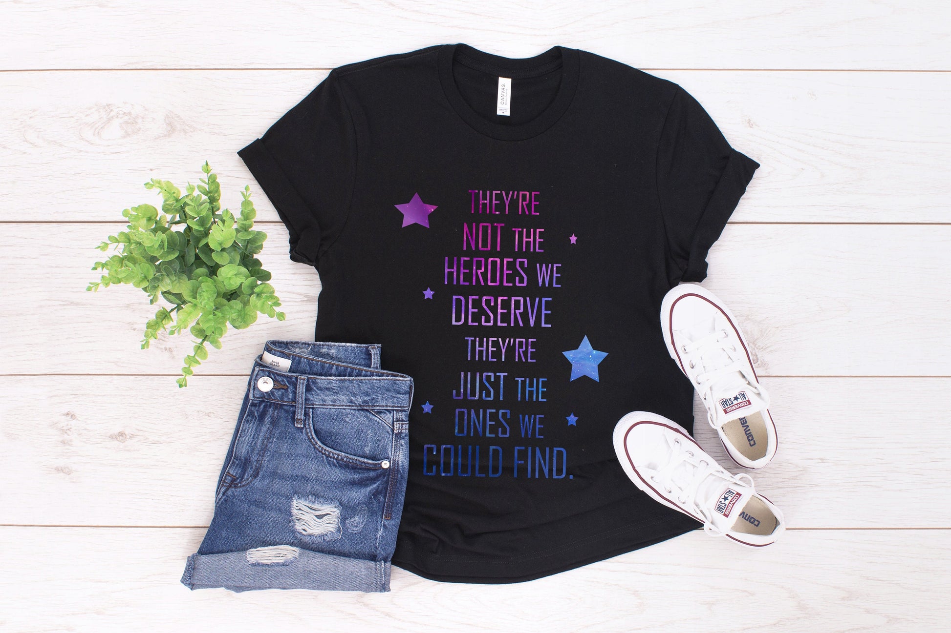 Aurora Rising Galaxy Quote T-Shirt Black