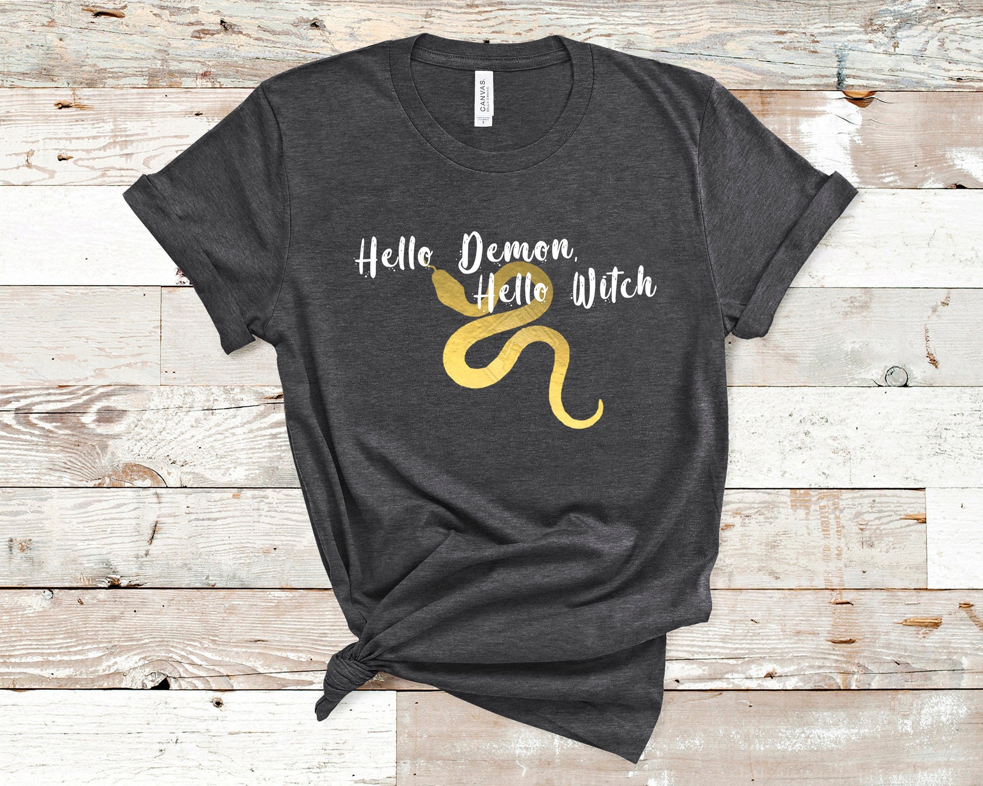 Kingdom of the Wicked Hello Demon Hello Witch Dark grey heather Shirt Ink and Stories
