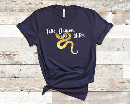 Kingdom of the Wicked Hello Demon Hello Witch Navy blue Shirt Ink and Stories