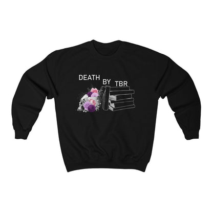 Death by TBR Black sweatshirt flatlay mockup
