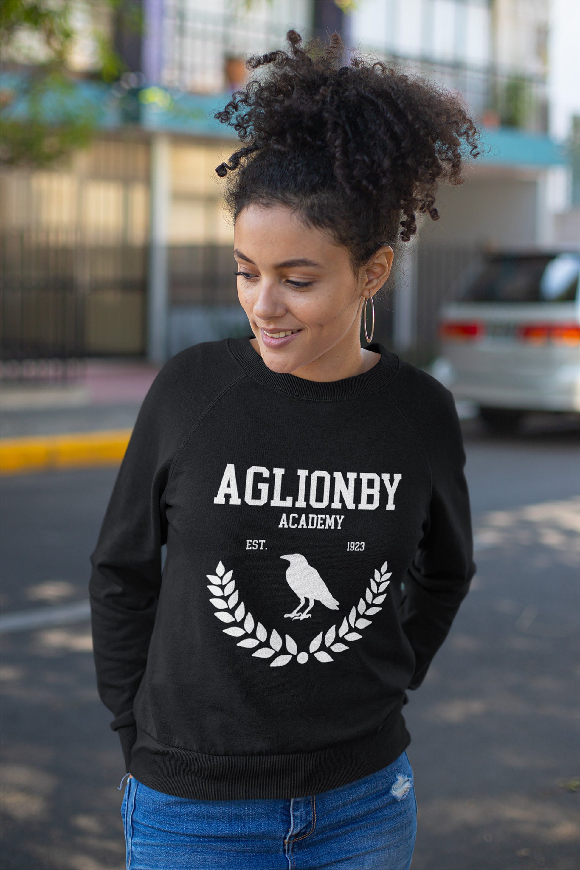Raven Cycle Aglionby Academy Sweatshirt Black Mockup