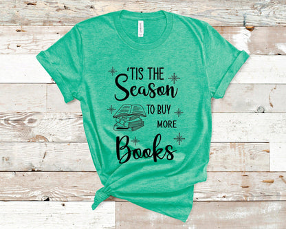 Bookish Christmas T-Shirt Heather Mint