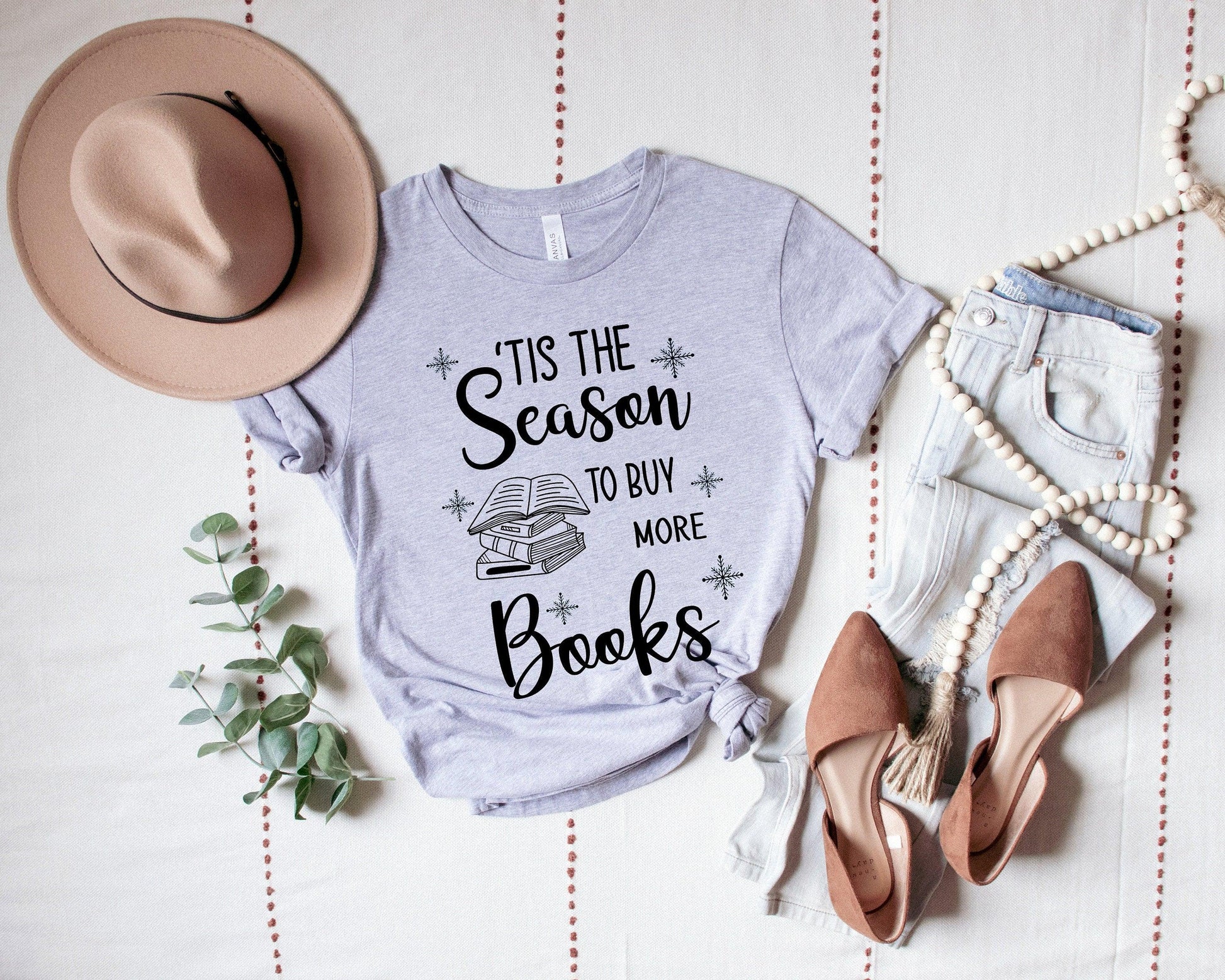 Bookish Christmas T-Shirt Grey