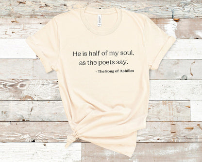 He is half my soul text Cream Shirt Ink and STories