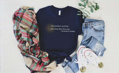 Ink and Stories He smiled quote shirt navy blue