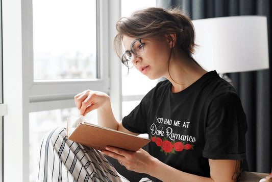 Dark Romance Reader T-Shirt Black Ink and Stories