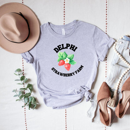 Delphi Strawberry Farm Ink and Stories Grey Shirt