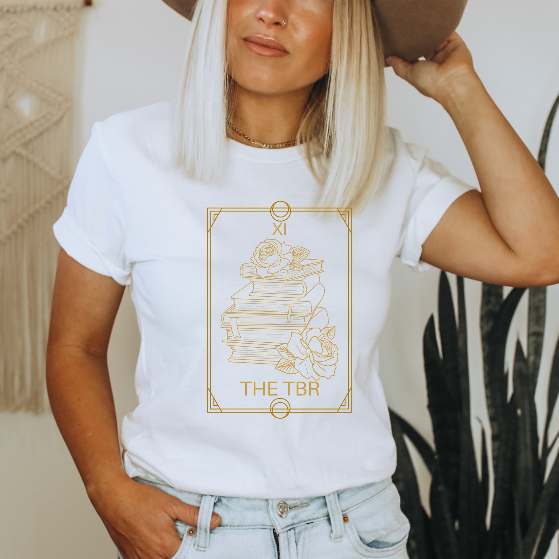 The TBR Tarot Card Bookish White Shirt Ink and Stories